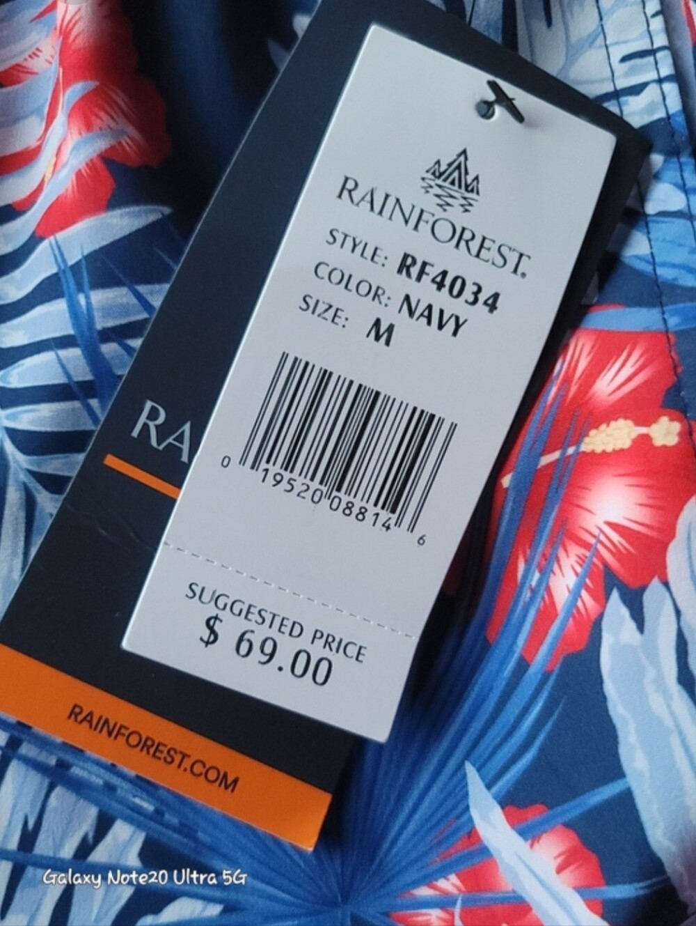 NWT Rainforest Men’s Hot Tropics Swim Trunks Navy Floral Size M
